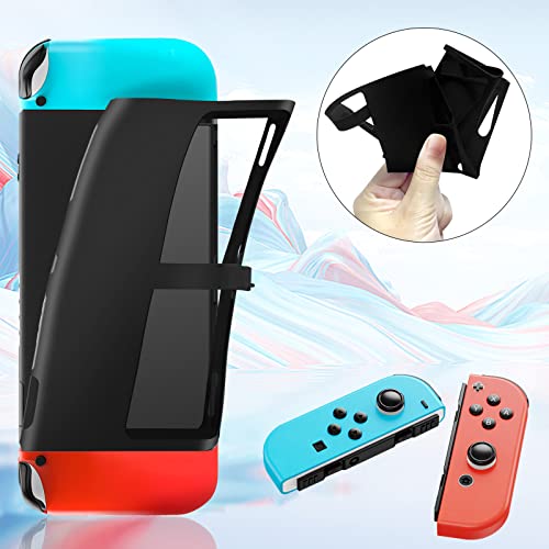 Funda Protectora Compatible con Switch OLED Modelo, 7 en 1 Cubierta de TPU Suave Separable y 4 Pcs Thumb Taps De Agarre, Protección Completa Silicona A Prueba de Golpes para El Switch OLED Console