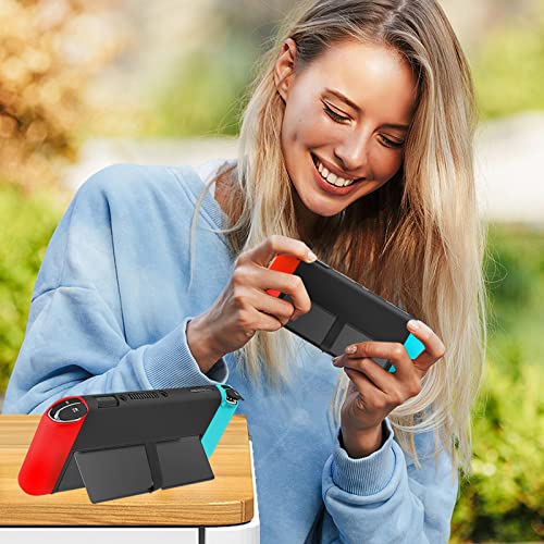Funda Protectora Compatible con Switch OLED Modelo, 7 en 1 Cubierta de TPU Suave Separable y 4 Pcs Thumb Taps De Agarre, Protección Completa Silicona A Prueba de Golpes para El Switch OLED Console