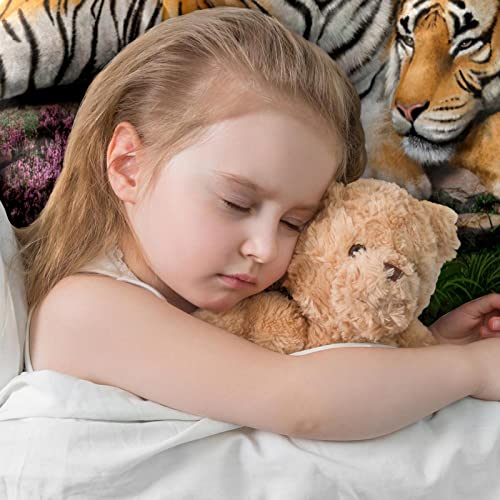 Fundas de Almohada de 20 x 20 Pulgadas,Bush Snow Mountain Tiger Fundas de Fundas de Almohada cuadradas para casa de Campo de Vacaciones