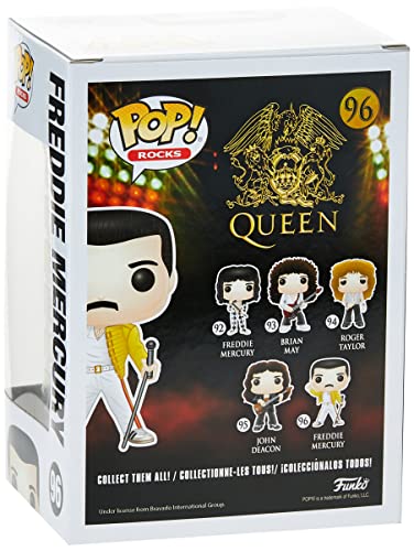 Funko - Pop! Rocks: Queen: Freddie Mercury (Wembley 1986) Figura de Vinilo, Multicolor (33732)