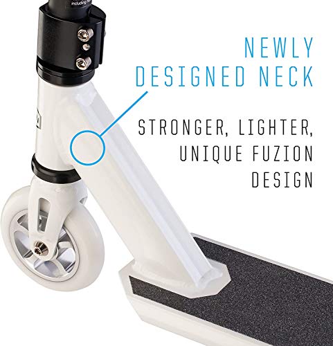 Fuzion X-5 Pro Scooters - Scooter de Truco - Scooter para Principiantes para niños de 8 años en adelante, Calidad Freestyle Kick Scooter para niños y niñas (Blanco)