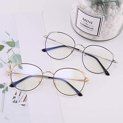 Gafas de Filtro de Luz Azul Gafas de Luz Anti Azul Gafas de Computadora Ojo de Gato Gafas Marco Metal Pc Gaming Filtro de Luz Azul Bloqueo de Rayos UV Gafas de Luz Azul Mujer Marco Dorado Negro