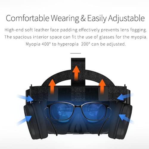 Gafas VR Auriculares Bluetooth VR para iphone / Samsung... Gafas de realidad virtual 3D con control remoto inalámbrico, Gafas VR para películas y juegos compatibles con Android / iOS (Negro)