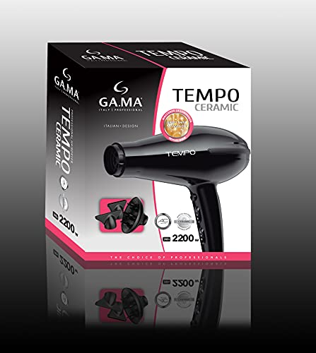 Gama Italy Professional Secador de cerámica de iones de litio de 2200 W de potencia, motor AC de larga duración, tecnología de iones para un efecto antiencrespamiento.