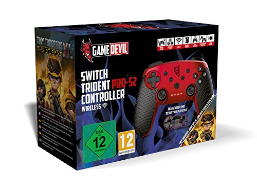 Game Devil - Trident Pro-S2 Wireless Controller, Color Rojo (Nintendo Switch)