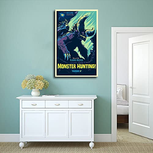Game Monster Hunter 34 - Póster de lona para dormitorio, decoración deportiva, paisaje, oficina, habitación, decoración, regalo, 30 x 45 cm