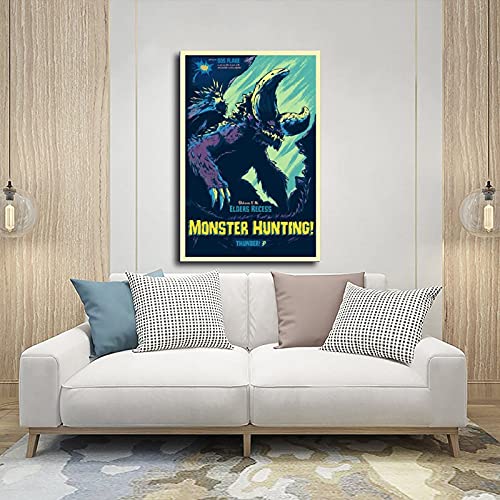 Game Monster Hunter 34 - Póster de lona para dormitorio, decoración deportiva, paisaje, oficina, habitación, decoración, regalo, 30 x 45 cm