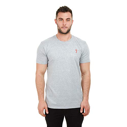GAME ON Candy Cane Emb Camiseta, Grey Heather, XX-Large para Hombre