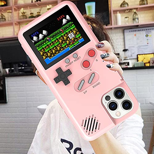 Gameboy - Funda para iPhone 3D, diseño retro con 36 juegos clásicos, color a prueba de golpes, videojuego para iPhone (rosa, para iPhone 13 Mini)