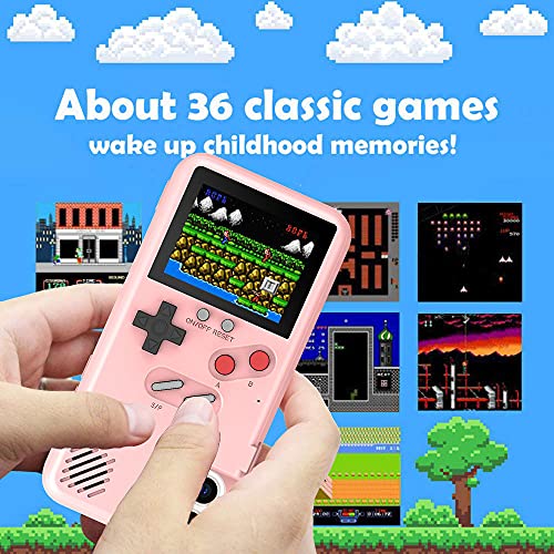 Gameboy - Funda para iPhone 3D, diseño retro con 36 juegos clásicos, color a prueba de golpes, videojuego para iPhone (rosa, para iPhone 13 Mini)
