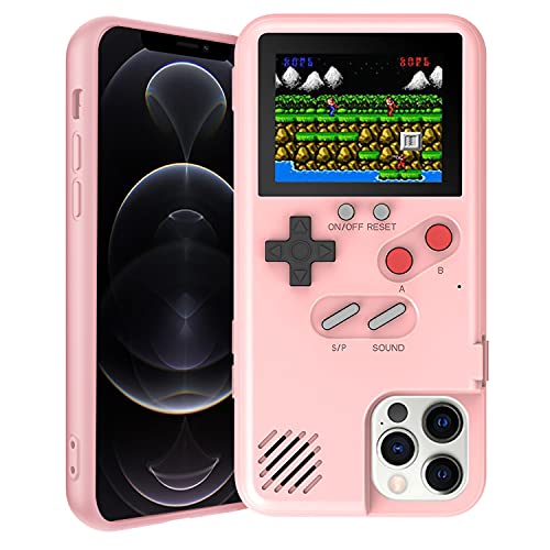 Gameboy - Funda para iPhone 3D, diseño retro con 36 juegos clásicos, color a prueba de golpes, videojuego para iPhone (rosa, para iPhone 13 Mini)