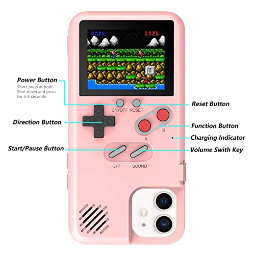 Gameboy - Funda para iPhone 3D, diseño retro con 36 juegos clásicos, color a prueba de golpes, videojuego para iPhone (rosa, para iPhone 13 Mini)