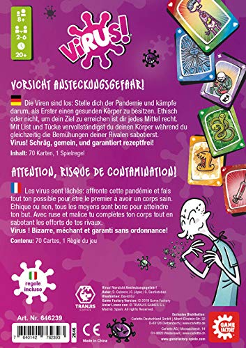 GAMEFACTORY-¡Peligro de contagio, multicolor (Game Factory 646239) - Versión Alemana (idiomas: Alemán, Italiano y Francés)