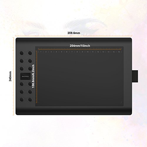 GAOMON M106K Tableta Gráfica con 2048 Niveles de Presión 12+16 Teclas de Atajo, Portátil para Dibujar/Editar
