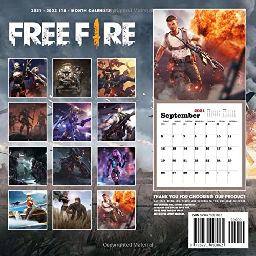 Garena Free Fịre OFFICIAL Calendar 2022: Video Game Calendar 2022 - Games calendar 2022-2023 18 months- Planner Gifts boys girls kids and all Fans (Kalendar Calendario Calendrier).