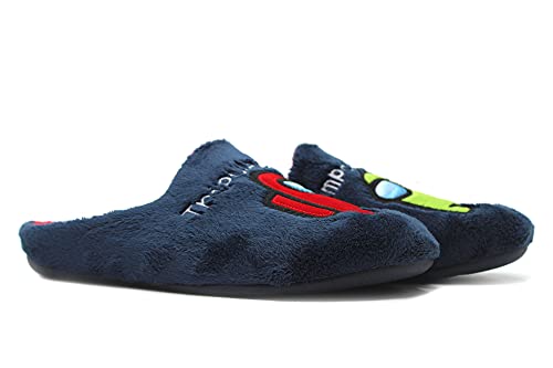 Garzón - N4721.275 Marino - Zapatilla de IR por casa, Chinela Destalonada, Pantufla Among Us, Suela de Goma, para: Niño Color: Marino-Rojo Talla:34