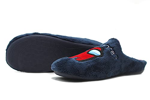 Garzón - N4721.275 Marino - Zapatilla de IR por casa, Chinela Destalonada, Pantufla Among Us, Suela de Goma, para: Niño Color: Marino-Rojo Talla:34