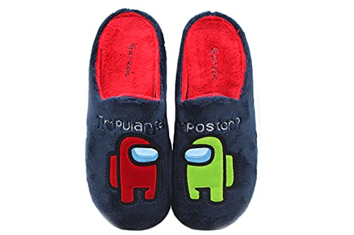 Garzón - N4721.275 Marino - Zapatilla de IR por casa, Chinela Destalonada, Pantufla Among Us, Suela de Goma, para: Niño Color: Marino-Rojo Talla:34