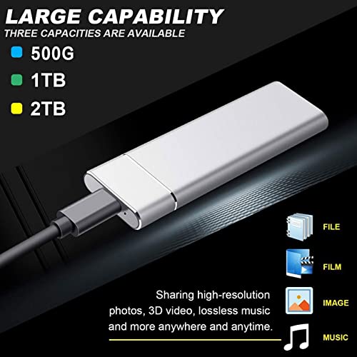 GAXIABDH SSD Externo porttil, 500GB 1TB 2TB 4TB 8TB 16TB Disco Duro de Estado slido mvil, USB 3.1/Type-C, Disco Duro Externo Delgado para PC Laptop y Mac