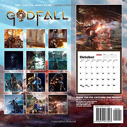 Gearbox Publishing Godfall Ascended Edition: OFFICIAL 2022 Calendar - Video Game calendar 2022 - Godfall -18 monthly 2022-2023 Calendar - Planner ... girls kids and all Fans BIG SIZE 17''x11''