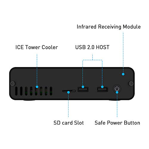 GeeekPi Raspberry Pi 4 DeskPi Pro V2 Set-Top Box Kit - Soporte SSD de tamaño Completo, Fuente de alimentación, Cable HDMI, Tarjeta SD de 32 GB (8 GB)