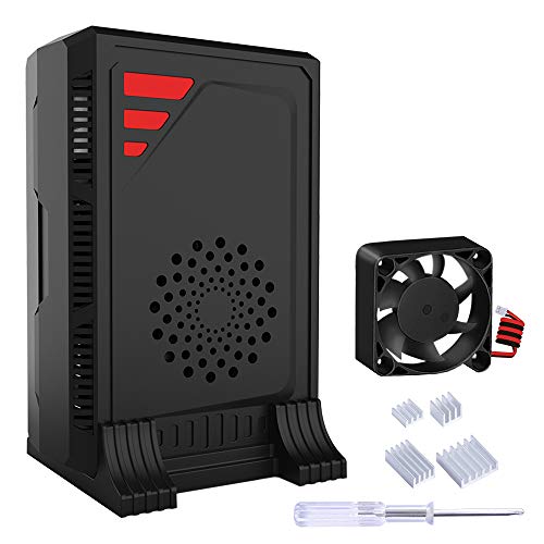 GeeekPi Raspberry Pi 4 Model B Caja, Raspberry Pi 4 Case con ventilador de enfriamiento 40X40X10mm y 4pcs Raspberry Pi 4 Disipador térmico para Raspberry Pi 4 Model B