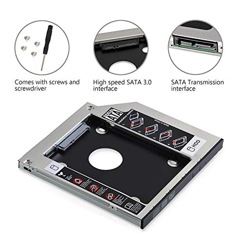 GeekerChip 2.5'' HDD SSD Hard Drive Caddy 9.5mm,Soporte Adaptador óptica bahías de Disco Duro Caddy SATA 2nd 2.5'' HDD/SSD para HP/ASUS/Acer/DELL/Lenovo/Laptops etc