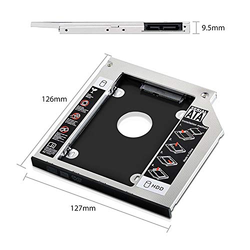 GeekerChip 2.5'' HDD SSD Hard Drive Caddy 9.5mm,Soporte Adaptador óptica bahías de Disco Duro Caddy SATA 2nd 2.5'' HDD/SSD para HP/ASUS/Acer/DELL/Lenovo/Laptops etc