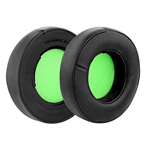 Geekria QuickFit Almohadillas de proteína para Razer Kraken 7.1 Chroma V2 USB Gaming Auriculares/Auriculares, reemplazo de almohadillas de oído Chroma V2 para auriculares o orejas (negro/verde)
