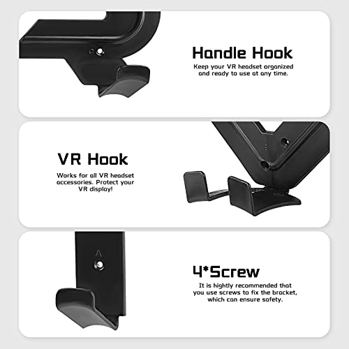 Geekria Soporte de montaje en pared para videojuegos VR para Oculus Quest 2, VR Stands Rift S compatible con HTC Vive, Playstation VR, Vive Pro, Valve Index, auriculares de realidad mixta (negro)
