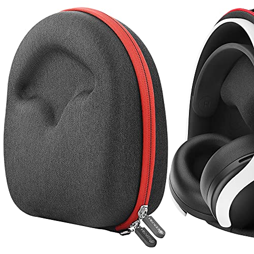 Geekria UltraShell - Funda para auriculares compatible con PlayStation 5 PULSE 3D, funda de repuesto para estuche de viaje con almacenamiento de cable (gris oscuro)