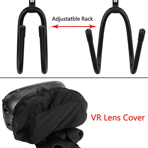 Geekria VR Headset Lens Cover & Wall Holder/Storage Rack/Wall Bracket for VR Headset Helmet and Touch Controllers, Game Controller Organizer for HTC Vive, Samsung Galaxy Gear VR