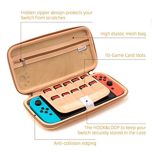 GeekShare Funda para Nintendo Switch Serie de Orejas de Gato, Estuche Portatil Compatible con Consola y Accesorios de Switch, Funda de Viaje Switch con Correa de Muñeca Extraíble(Amarillo)