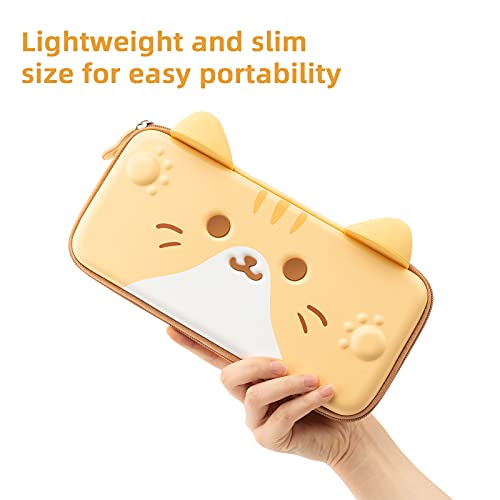 GeekShare Funda para Nintendo Switch Serie de Orejas de Gato, Estuche Portatil Compatible con Consola y Accesorios de Switch, Funda de Viaje Switch con Correa de Muñeca Extraíble(Amarillo)