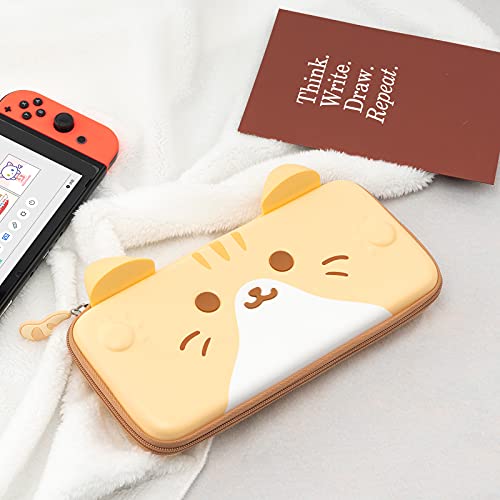 GeekShare Funda para Nintendo Switch Serie de Orejas de Gato, Estuche Portatil Compatible con Consola y Accesorios de Switch, Funda de Viaje Switch con Correa de Muñeca Extraíble(Amarillo)