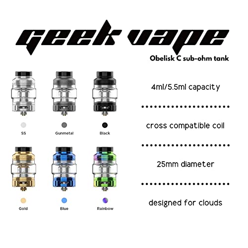 GEEKVAPE Obelisk C Tank | Vape 5.5mlAtomiseur Cerberus Sub Ohm Tank Fit S Series Coil Vaporizador de cigarrillos electrónicos