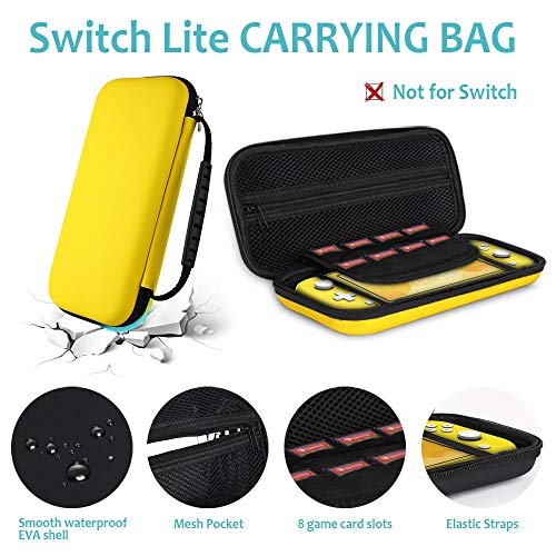 GeeRic Funda Compatible para Switch Lite, Accesorio 8 Piezas Funda Silicona Protector de Pantalla Compatible para Switch Lite,2 Pieces 4 Tapas de Pulgar y Agarre de Almacenamiento Amarillo