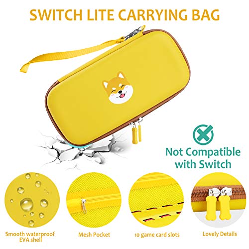 GeeRic Funda Compatible para Switch Lite, Accesorio 8 Piezas Silicona Funda y 2 Pieces Protector de Pantalla Compatible para Switch Lite,4 Tapas de Pulgar y Agarre de Almacenamiento,Amarillo