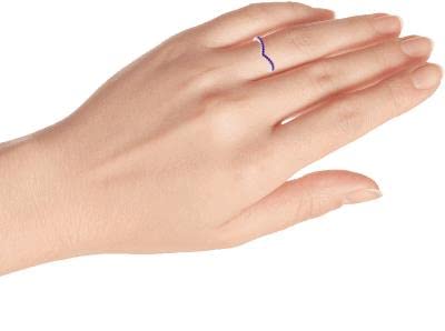 Gemsonclick Febrero Amatista Natural Piedra Preciosa apilamiento Chakra Curación Promesa V Forma Dailywear 925 Anillo para Las Mujeres Niñas Novia en tamaño: j