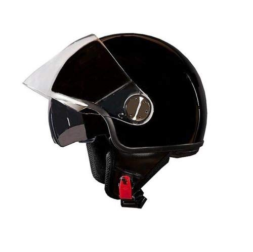 Generico Casco One Eden Jet Demijet doble visera para moto scooter negro brillante M
