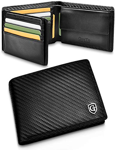 GenTo® Manhattan Protección RFID y NFC - Billetera de Hombre con Compartimento para Monedas - Cartera espaciosa - Cartera de Hombre - Cartera con Caja de Regalo