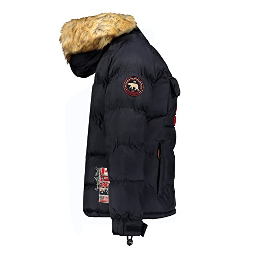 Geographical Norway BELANCOLIE Lady - Parka de Mujer cálida - Abrigo Capucha de Piel sintética - Chaqueta Invierno Acolchada - Chaqueta Corta Forro cálido - Regalo de Mujer (Azul Marino XXL) Talla 5