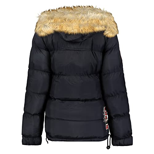 Geographical Norway BELANCOLIE Lady - Parka de Mujer cálida - Abrigo Capucha de Piel sintética - Chaqueta Invierno Acolchada - Chaqueta Corta Forro cálido - Regalo de Mujer (Azul Marino XXL) Talla 5