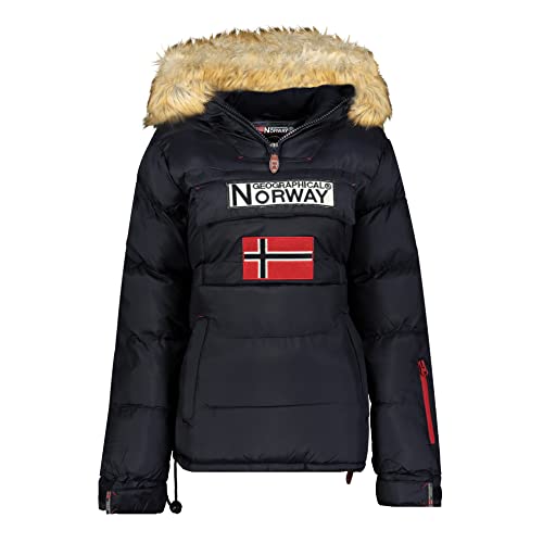 Geographical Norway BELANCOLIE Lady - Parka de Mujer cálida - Abrigo Capucha de Piel sintética - Chaqueta Invierno Acolchada - Chaqueta Corta Forro cálido - Regalo de Mujer (Azul Marino XXL) Talla 5