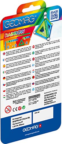 Geomag- Rainbow Juguetes de imán de neodimio, Multicolor, 15 Piezas (GM366)