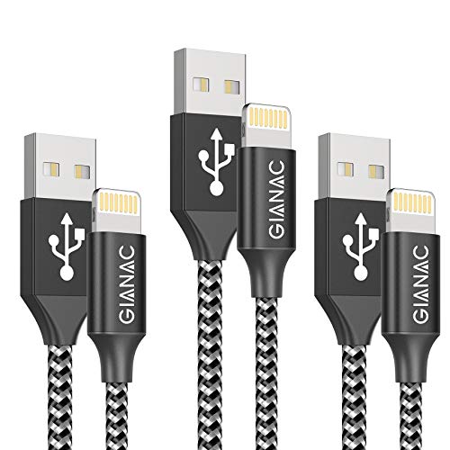GIANAC Cable Cargador iPhone, [3pack 0.5M 1M 2M] MFI Cable Lightning Carga Rápida Trenzado de Nylon Cargador iPhone Compatible con Apple iPhone 11 XS MAX XR X 8 Plus 7 Plus 6S 6 Plus 5 5S 5C SE