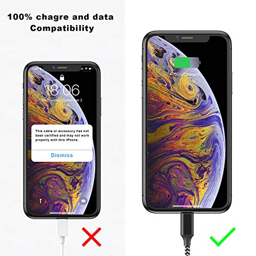 GIANAC Cable Cargador iPhone, [5Pack 0.25M 0.5M 1M 2M 3M] MFI Cable Lightning Carga Rápida Trenzado de Nylon Cargador iPhone Compatible con Apple iPhone 11 XS MAX XR X 8 Plus 7 Plus 6S 6 Plus