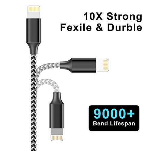 GIANAC Cable Cargador iPhone, [5Pack 0.25M 0.5M 1M 2M 3M] MFI Cable Lightning Carga Rápida Trenzado de Nylon Cargador iPhone Compatible con Apple iPhone 11 XS MAX XR X 8 Plus 7 Plus 6S 6 Plus
