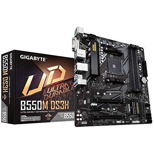 GIGABYTE B550M DS3H (AM4 AMD/B550/Micro ATX/Dual M.2/SATA 6Gb/s/USB 3.2 Gen 1/PCIe 4.0/HMDI/DVI/DDR4/placa Madre)