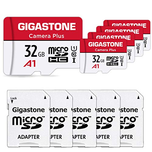 Gigastone 32GB Tarjeta de Memoria Micro SD, Paquete de 5, Camera Plus, Compatible con Nintendo Switch, Alta Velocidad 90 MB/s, Grabación de Video Full HD, Micro SDHC UHS-I A1 Class 10